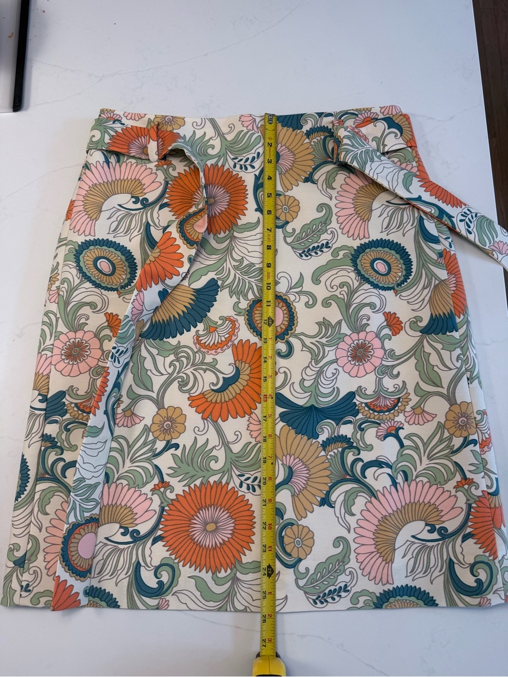J. Crew Floral A-Line Skirt in White with Coral, Pink & Teal 12 - Picture 5 of 5